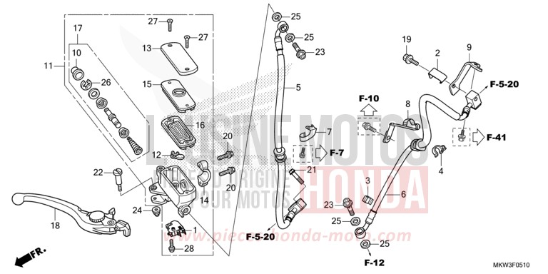 MAITRE-CYLINDRE DE FREIN AVANT CYLINDRE von NC750X DCT GRAND PRIX RED (R380) von 2021